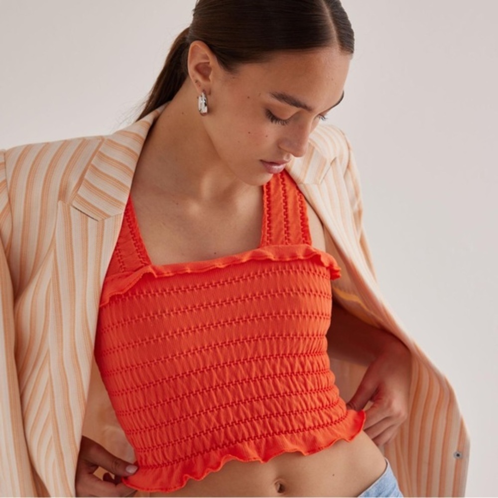 NWOT Anthropologie The Regan Seamless Smocked Square-Neck Tank